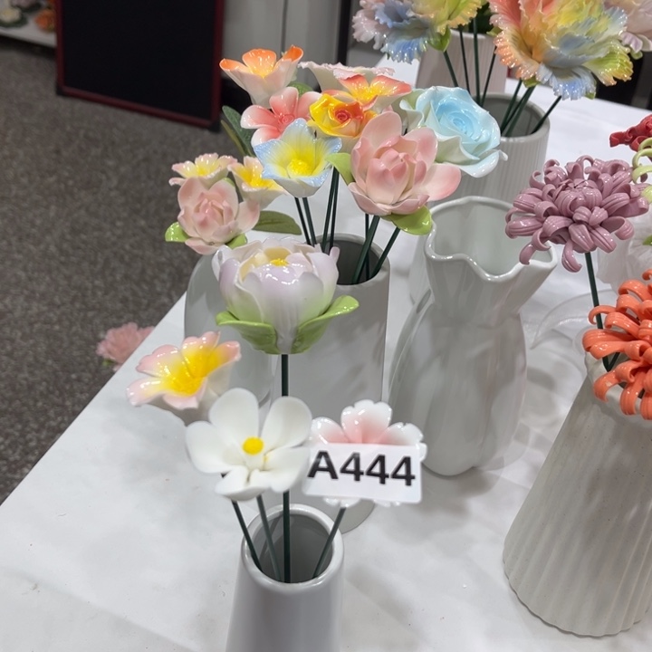 橡***苔陶瓷花手工捏制-A444