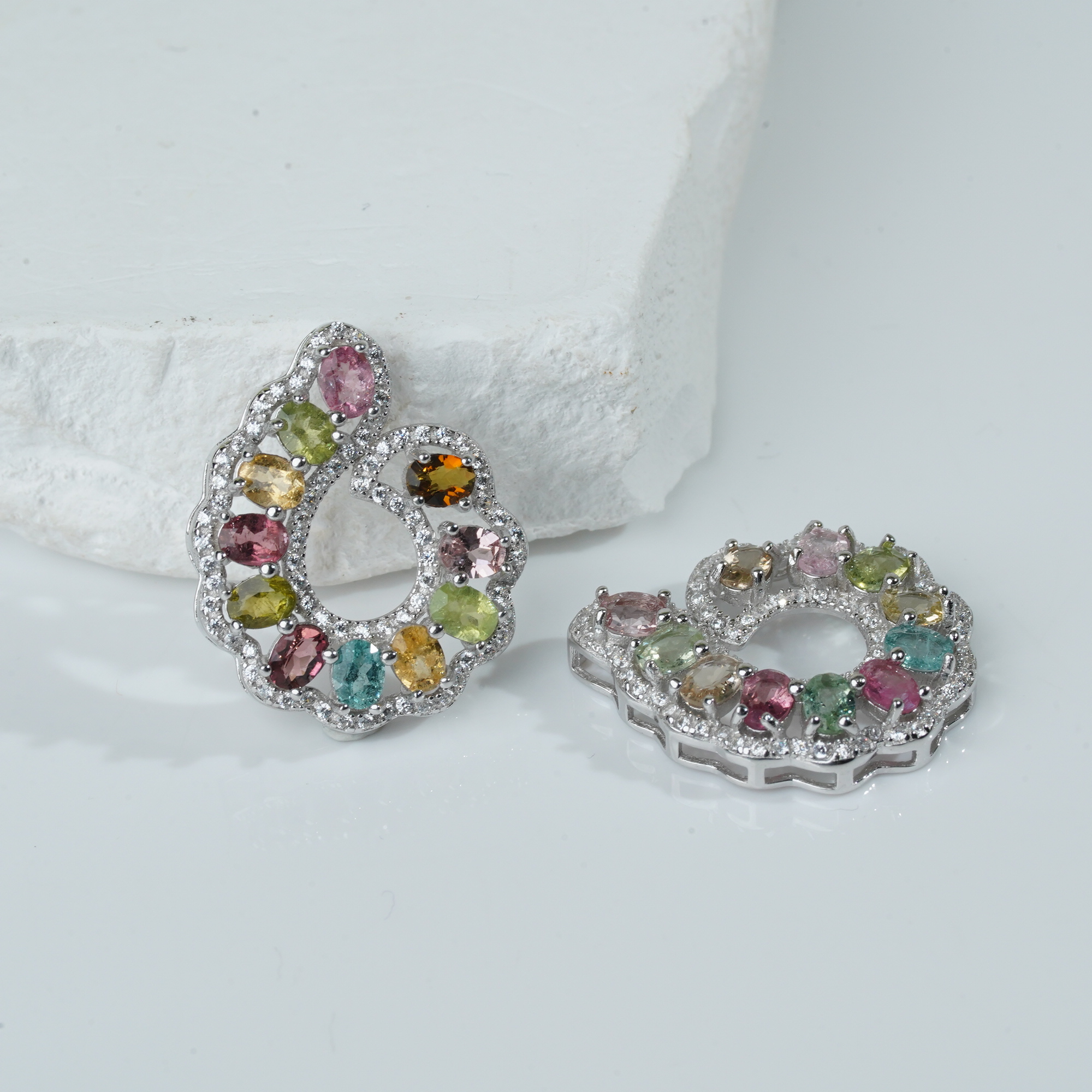  【铭记珠宝】S925银镶嵌碧玺吊坠8-3DM01L789【多样性发一件】