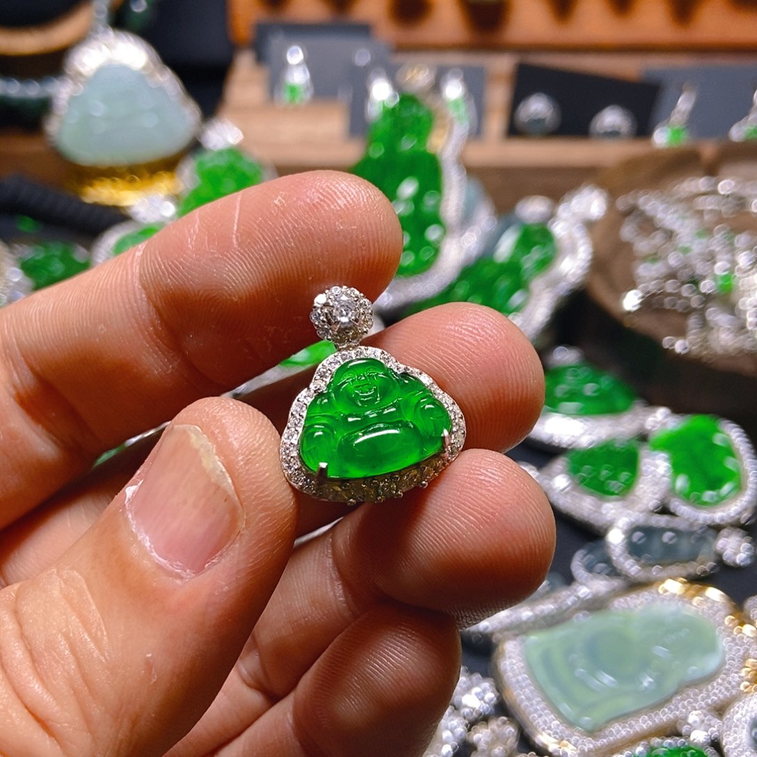 翡翠吊坠(不含链)银S925镶嵌306吊坠