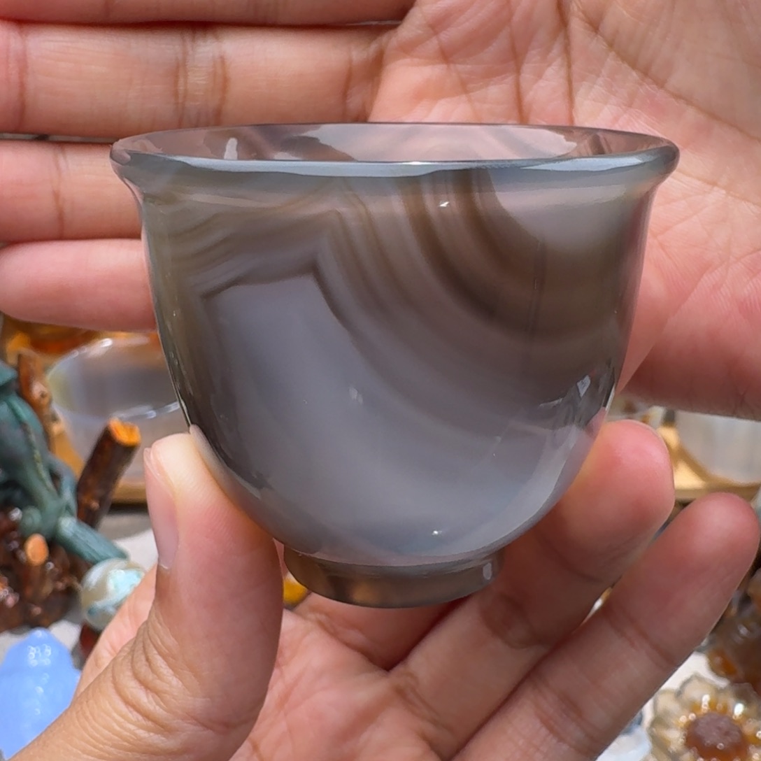 玛瑙/玉髓玛瑙茶杯50毫升未镶嵌