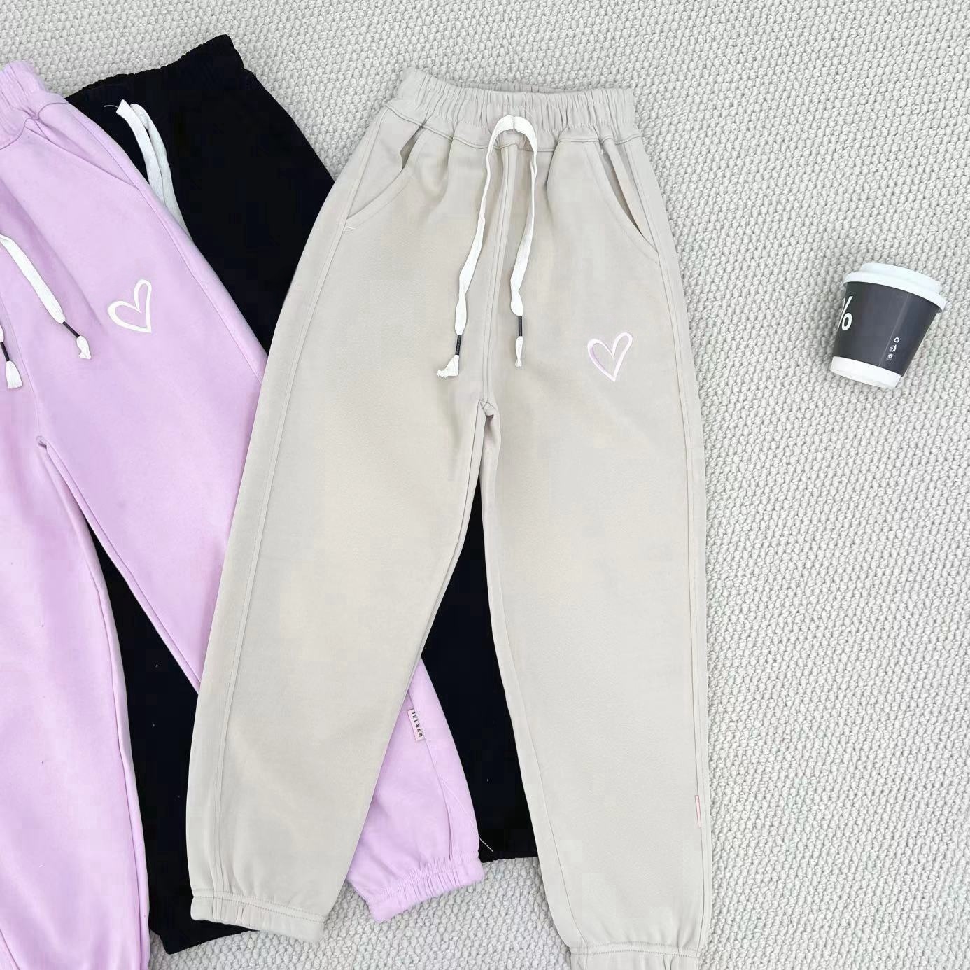 儿童2025春季新款洋爱心字母休闲卫裤B0973