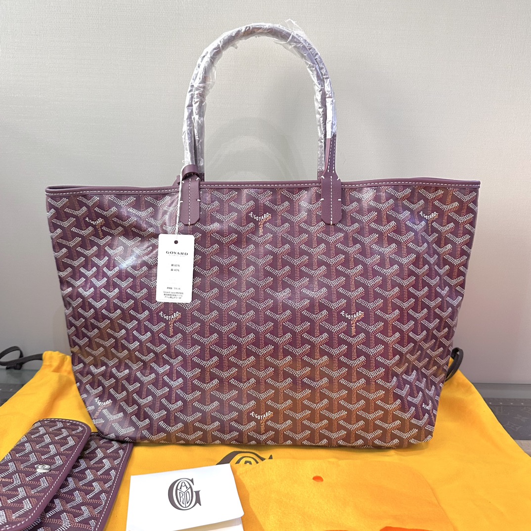 99新 Goyard 酒红色Y字满印中号托特子母购物袋33058
