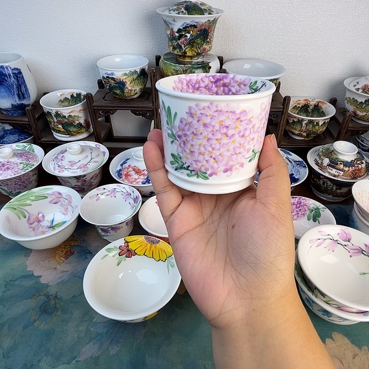 忠意堂釉下彩紫绣球微瑕不退