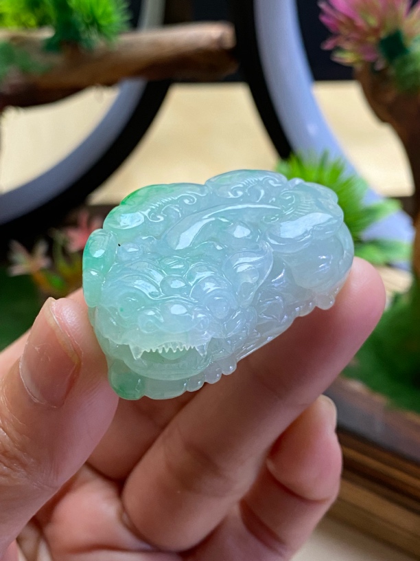 自然光实拍 天然缅甸翡翠A货貔貅吊坠 男女款皮丘皮球挂件