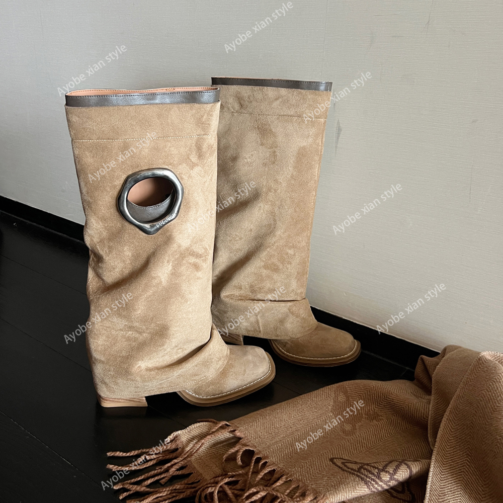 【AYOBE】小贤  摩登风范粗跟西部风格靴先锋时尚配饰周边(跟高7cm)