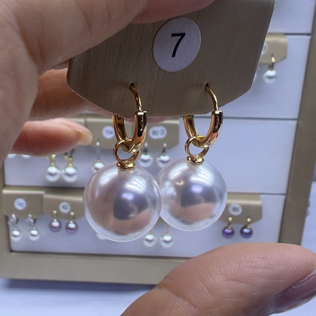 耳饰银S925镶嵌淡水珍珠
