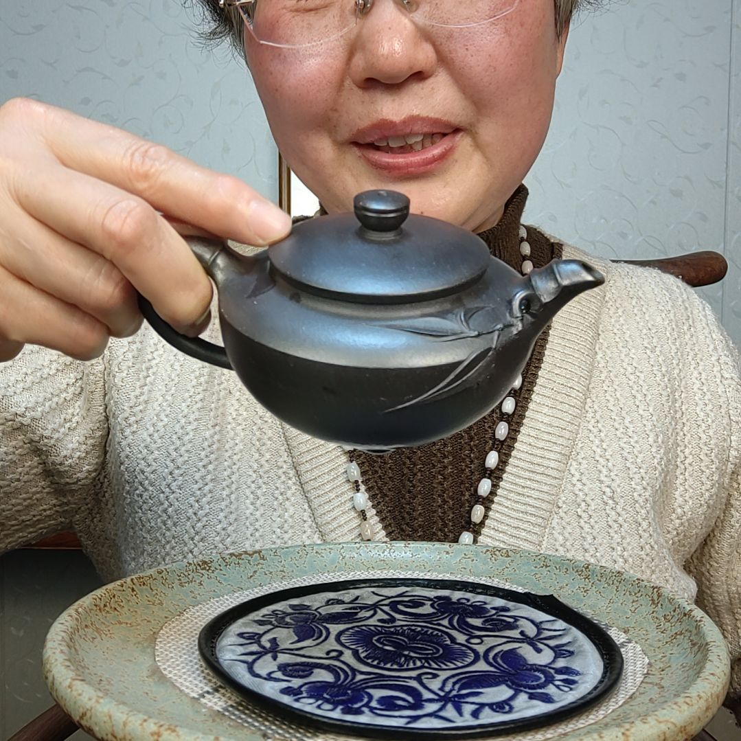 紫砂茶壶石黄桑扁180毫升左右