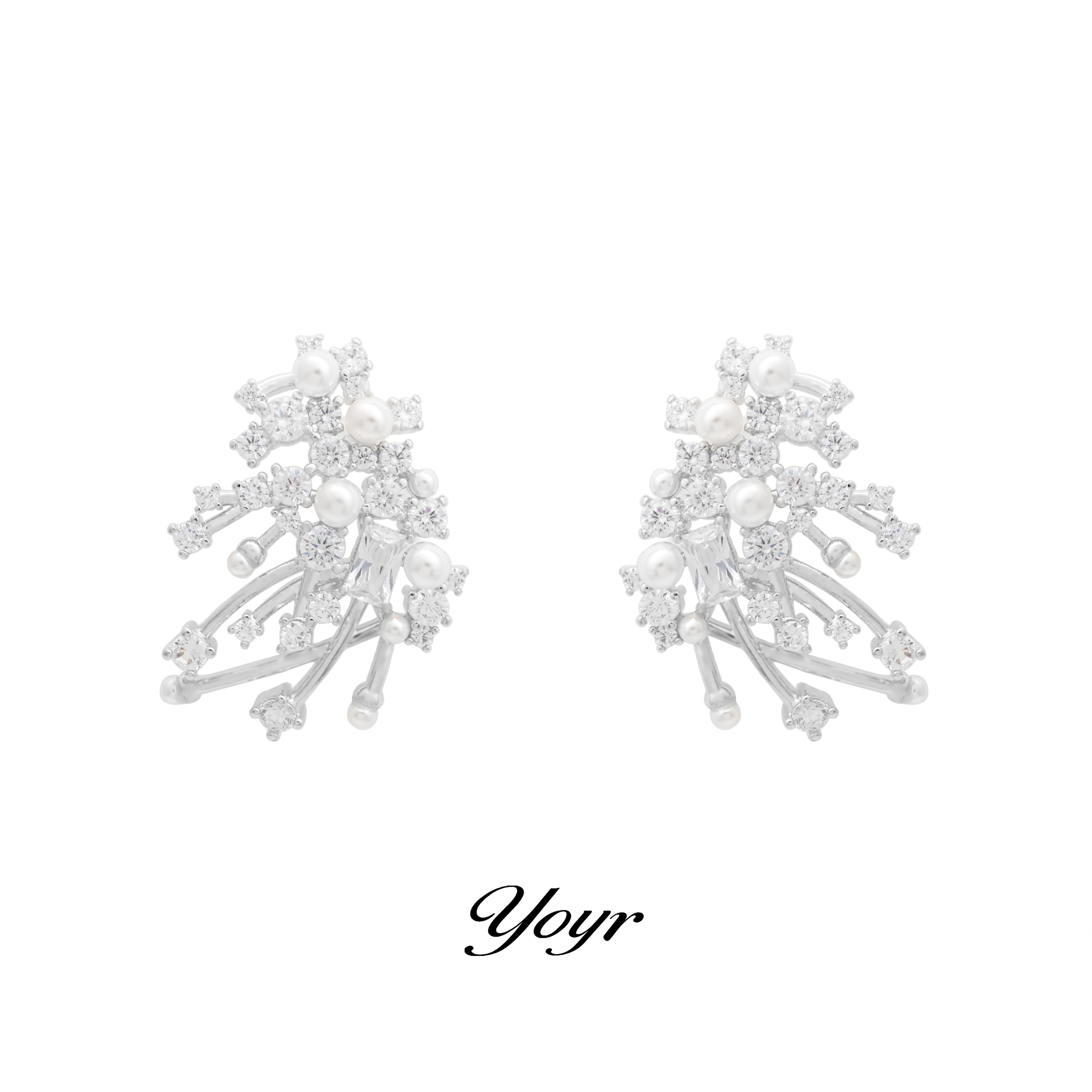 YOYR 黄铜耳饰 玫瑰同款微镶满钻精工雪花耳钉高品质耳环