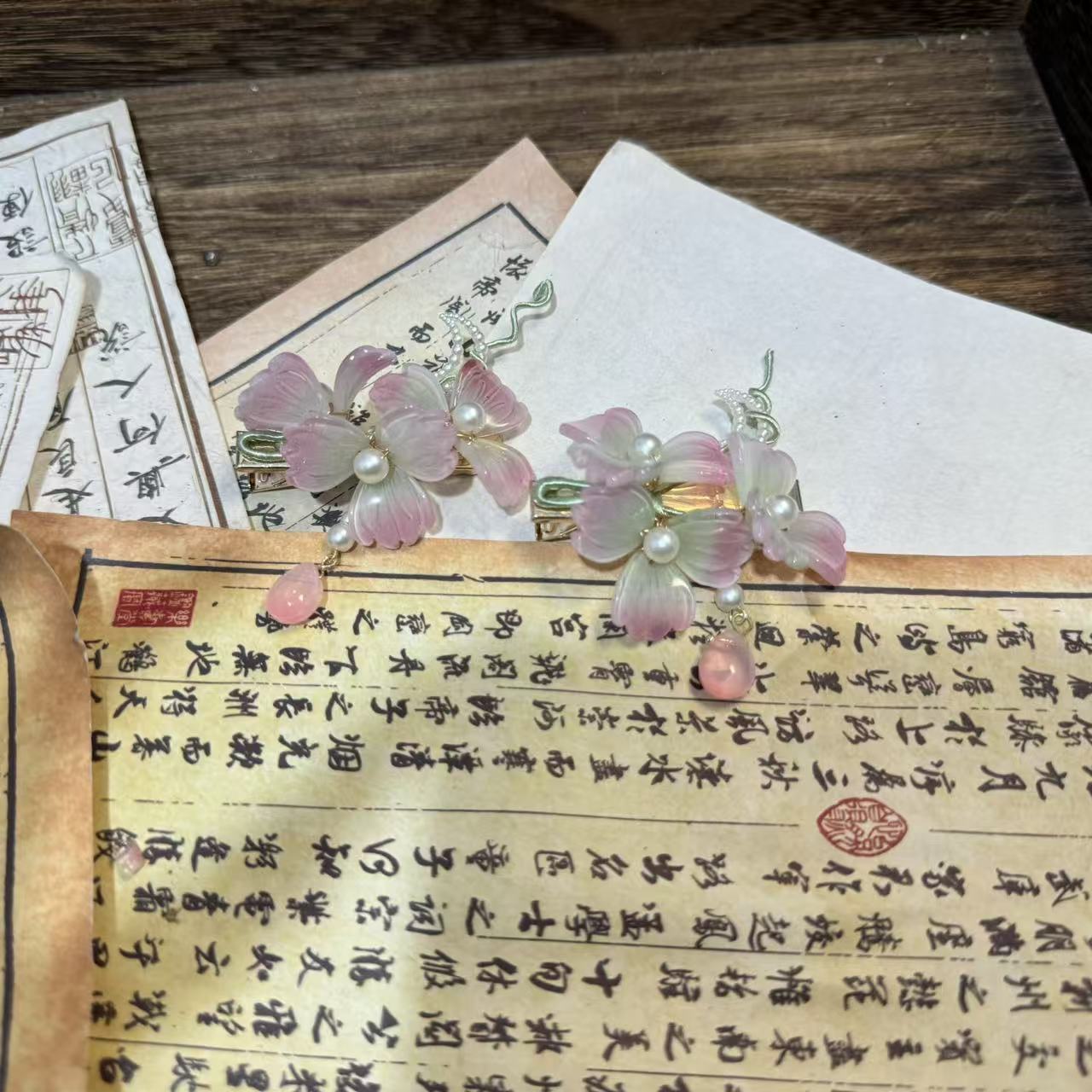 落跑甜心发夹两只。前尘梦古风汉服配饰