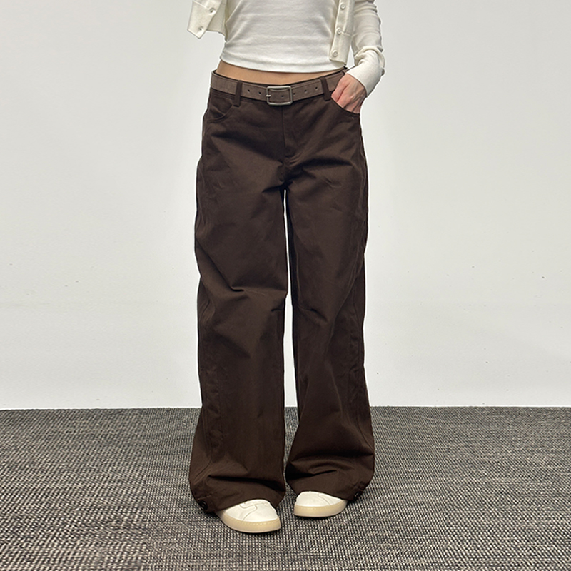 Ariseism 美式复古休闲日常百搭宽松咖色绒面秋冬上新弯刀休闲裤