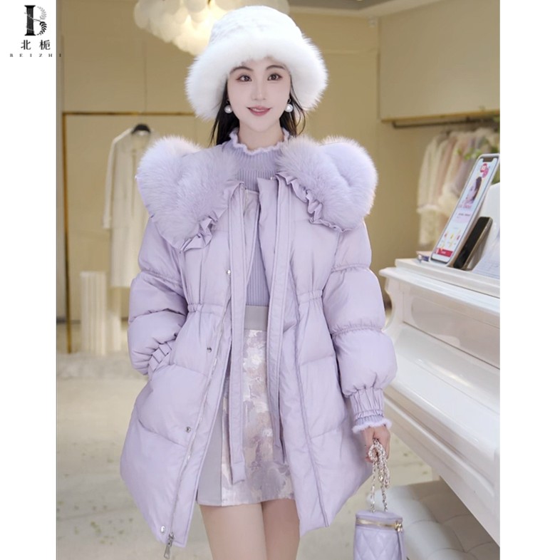 【观雪】木耳边领狐狸毛羽绒服811165