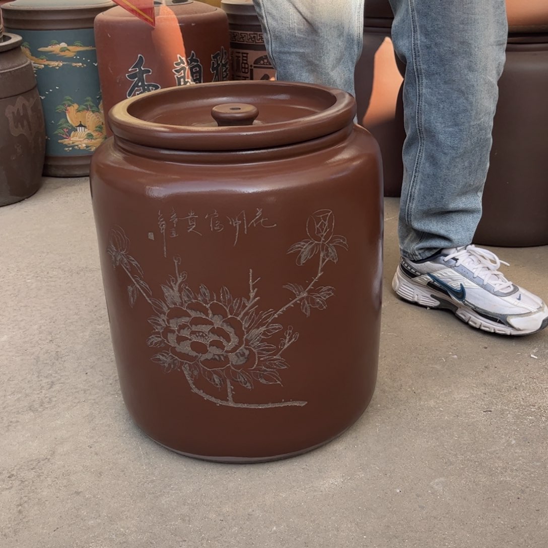 紫砂茶叶罐30升抽水款