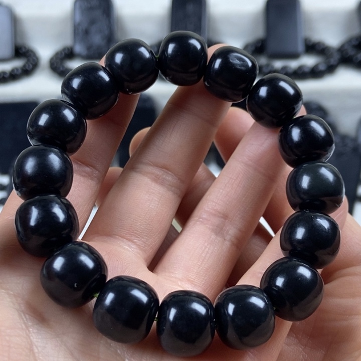 和田玉（墨玉）未镶嵌手串卡14老型福利包容