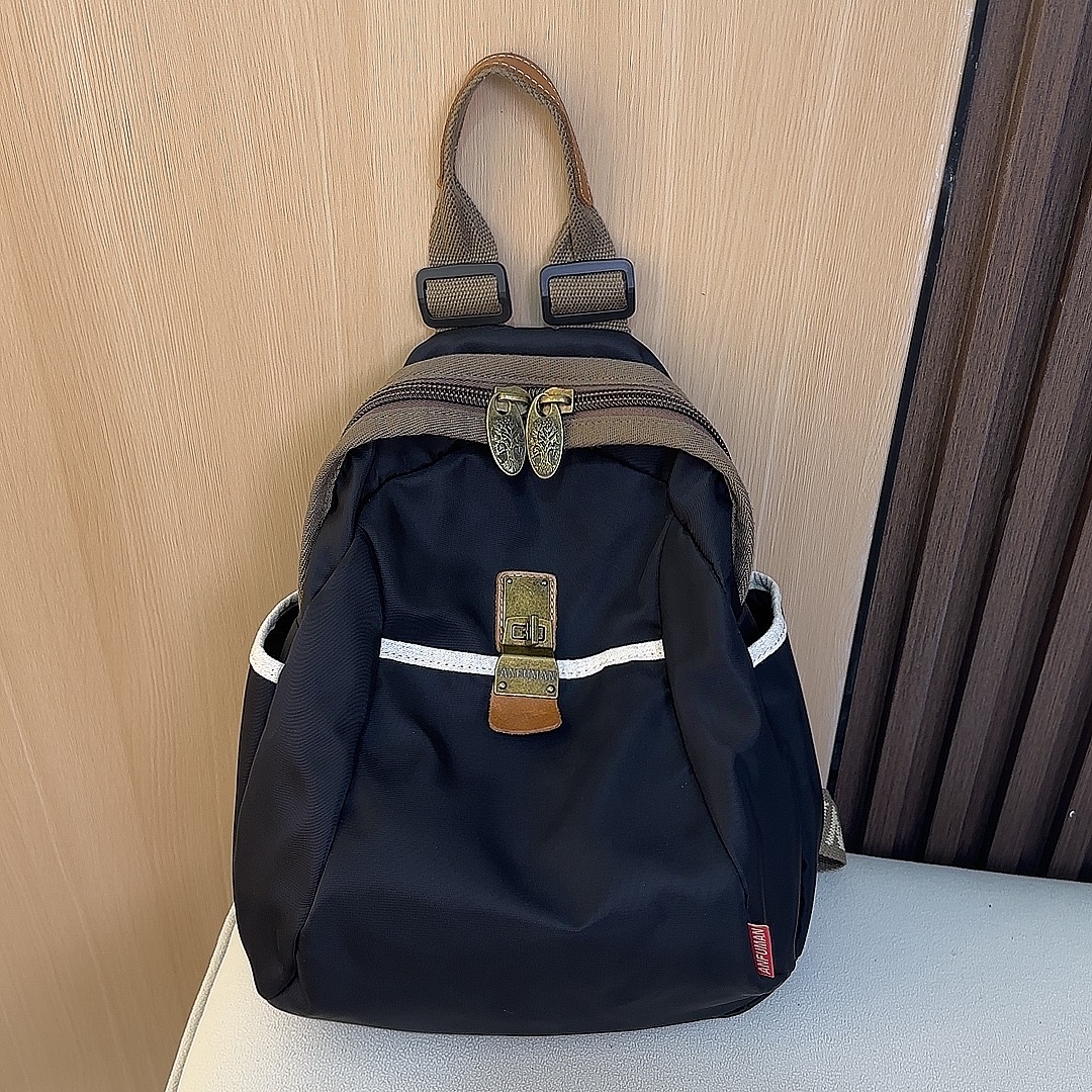 【纯黑】布凡原创外贸原单男女同款双肩背包