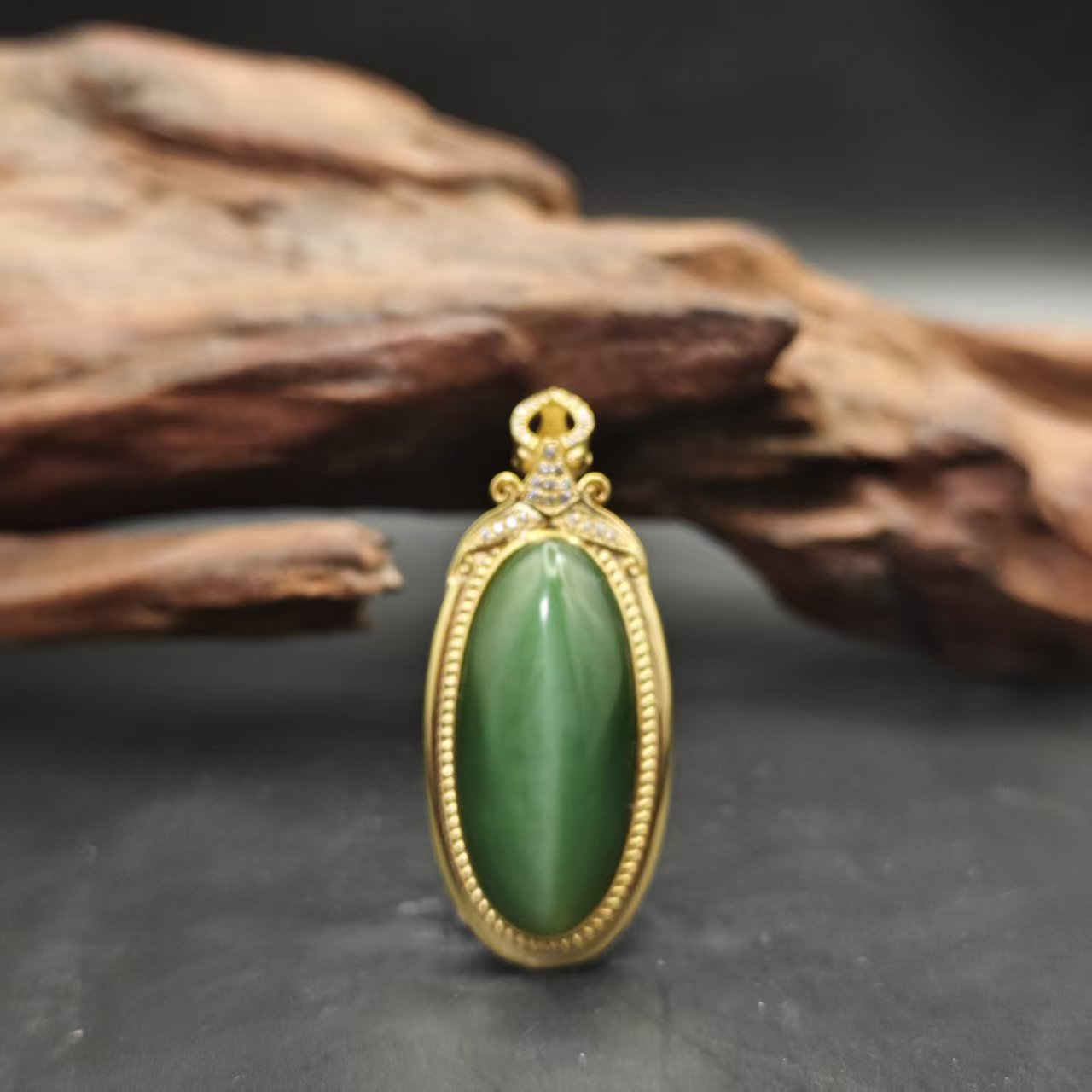 S和田玉碧玉镶嵌吊坠1028