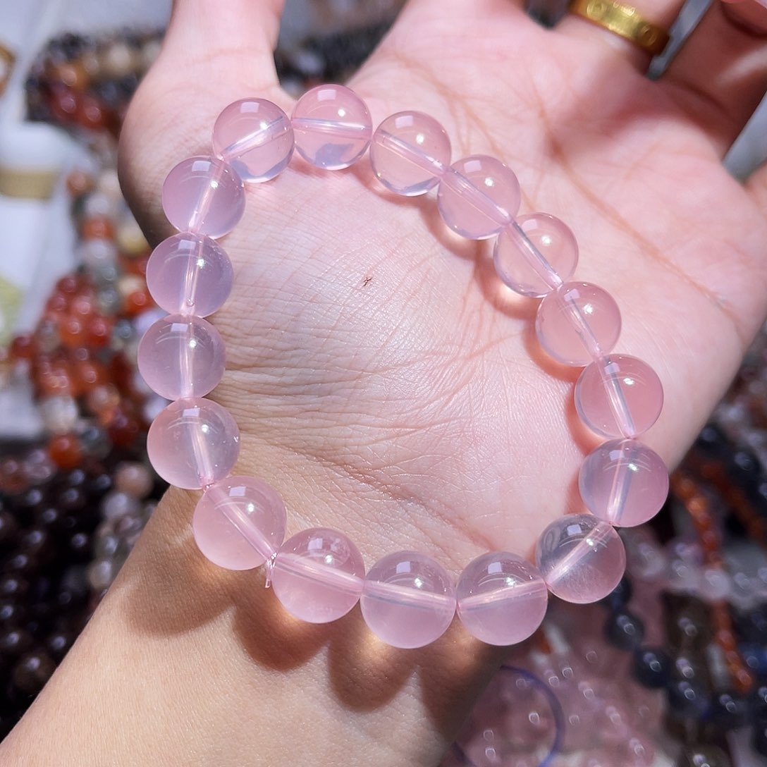 水晶手链未镶嵌冰橘粉11+