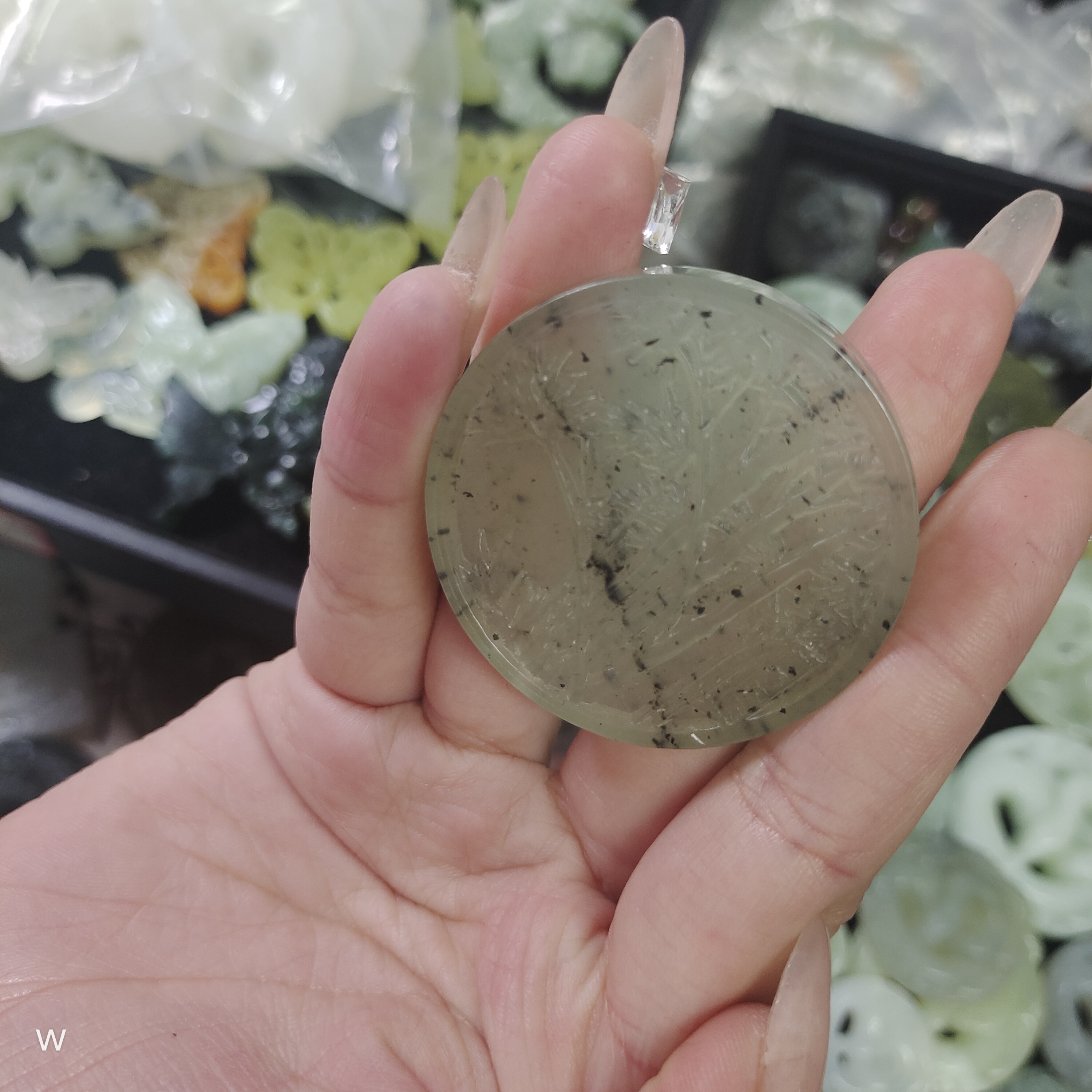 天然岫玉竹排吊坠