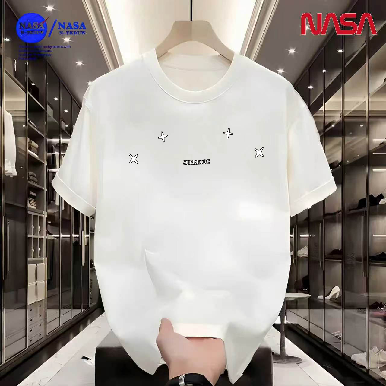 D16NASA联名重磅T恤男女同款时尚百搭圆领短袖【四颗星】A-0110