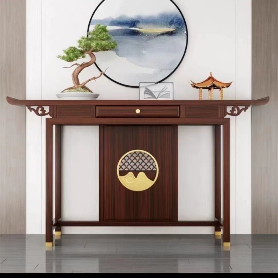 北方老榆木实木玄关台靠墙条案桌子供桌新中式供台置物柜子条几