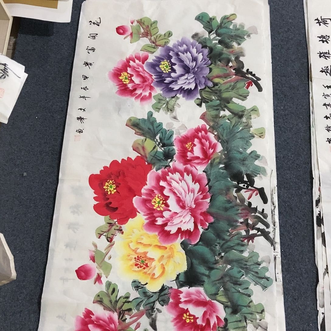 国画四尺牡丹一副
