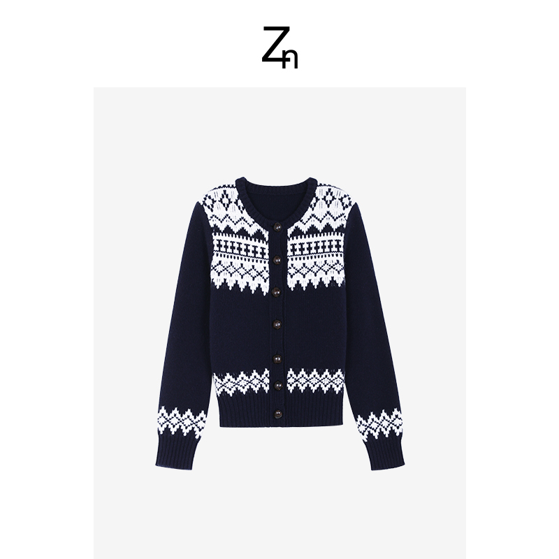 Zn圣诞Gift费尔岛立体浮线提花毛衣开衫轻奢时尚A825Z21989