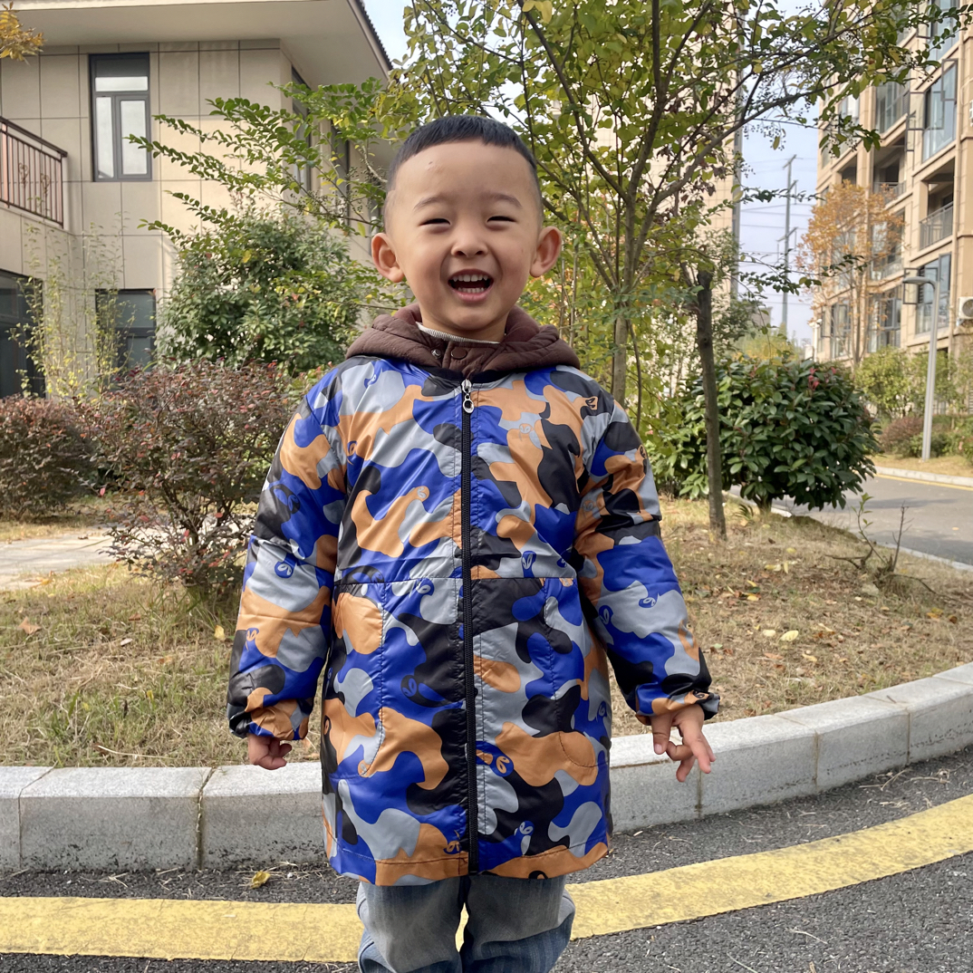 男孩冬季罩衣中大童卡通风中国风画画写作业吃饭防脏防水大袄罩衣