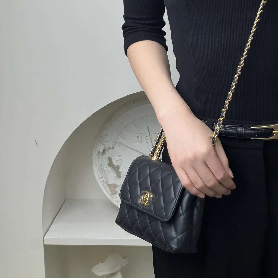 99新 Chanel/香奈儿 25a cocohandle nano金属手柄单肩包/甄选