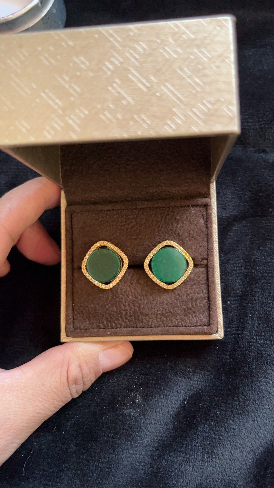 黄铜合成锆石耳饰 黄铜镀金藏式耳钉