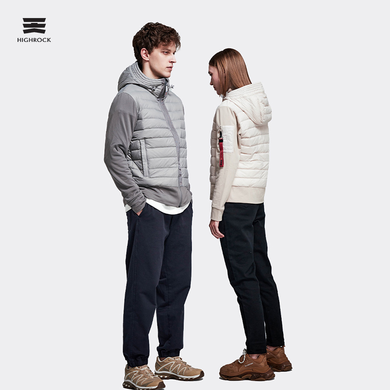 秋冬连帽羽绒拼接卫衣舒适羽绒服女款修身保暖外套H087