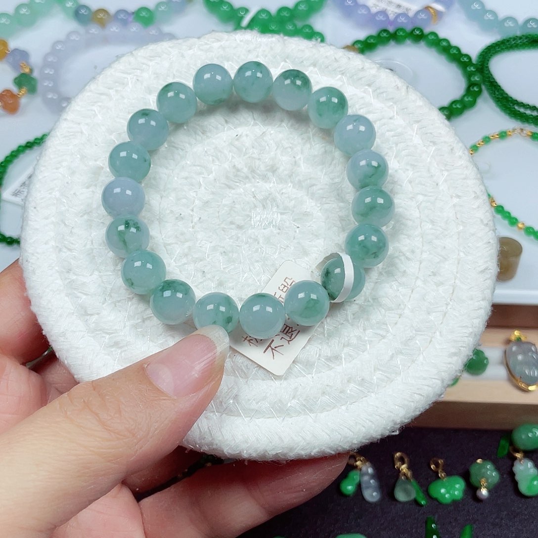 翡翠未镶嵌手链天然缅甸翡翠A货卡10