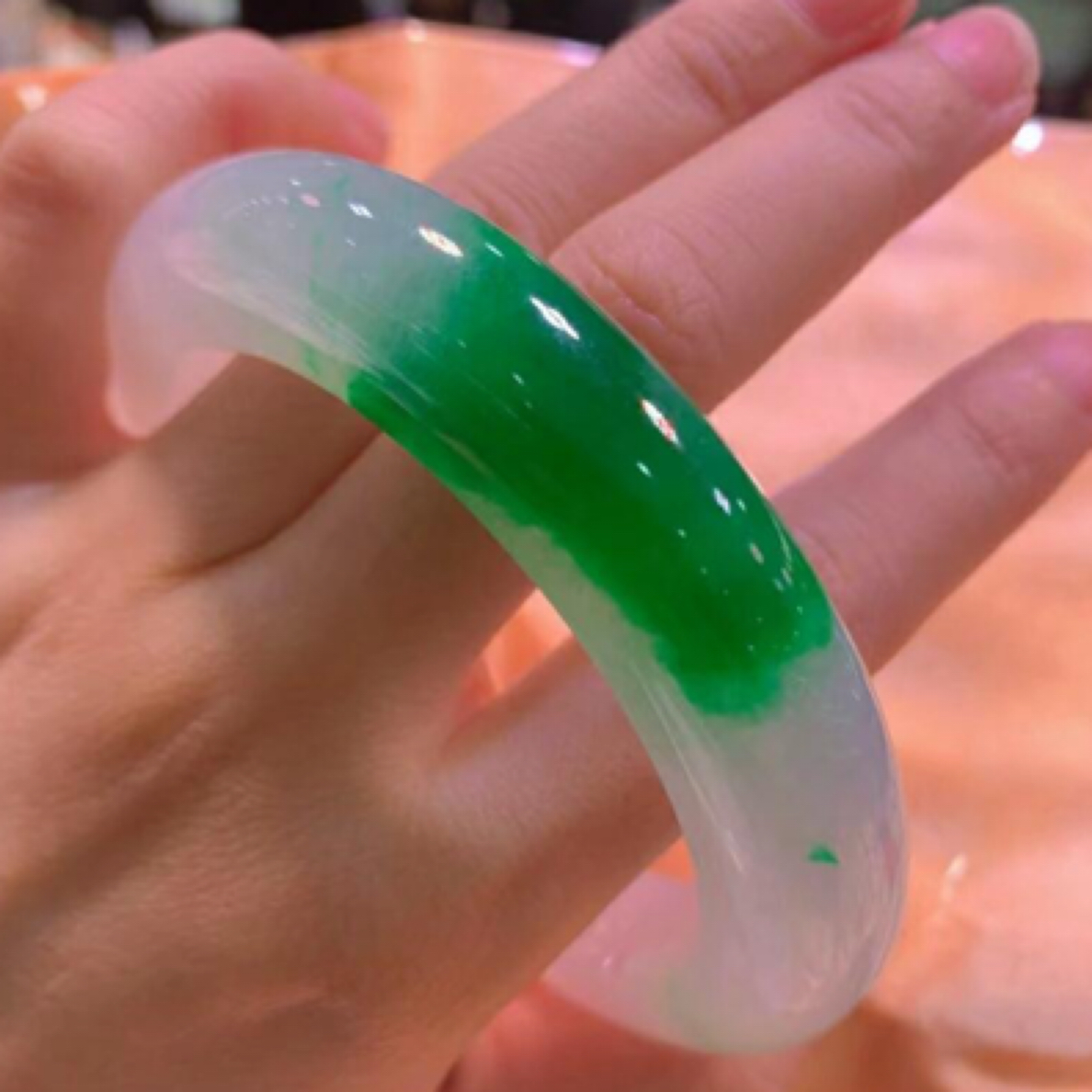 非金属珐琅手镯 正圈手镯高冰飘阳绿多样性发其一