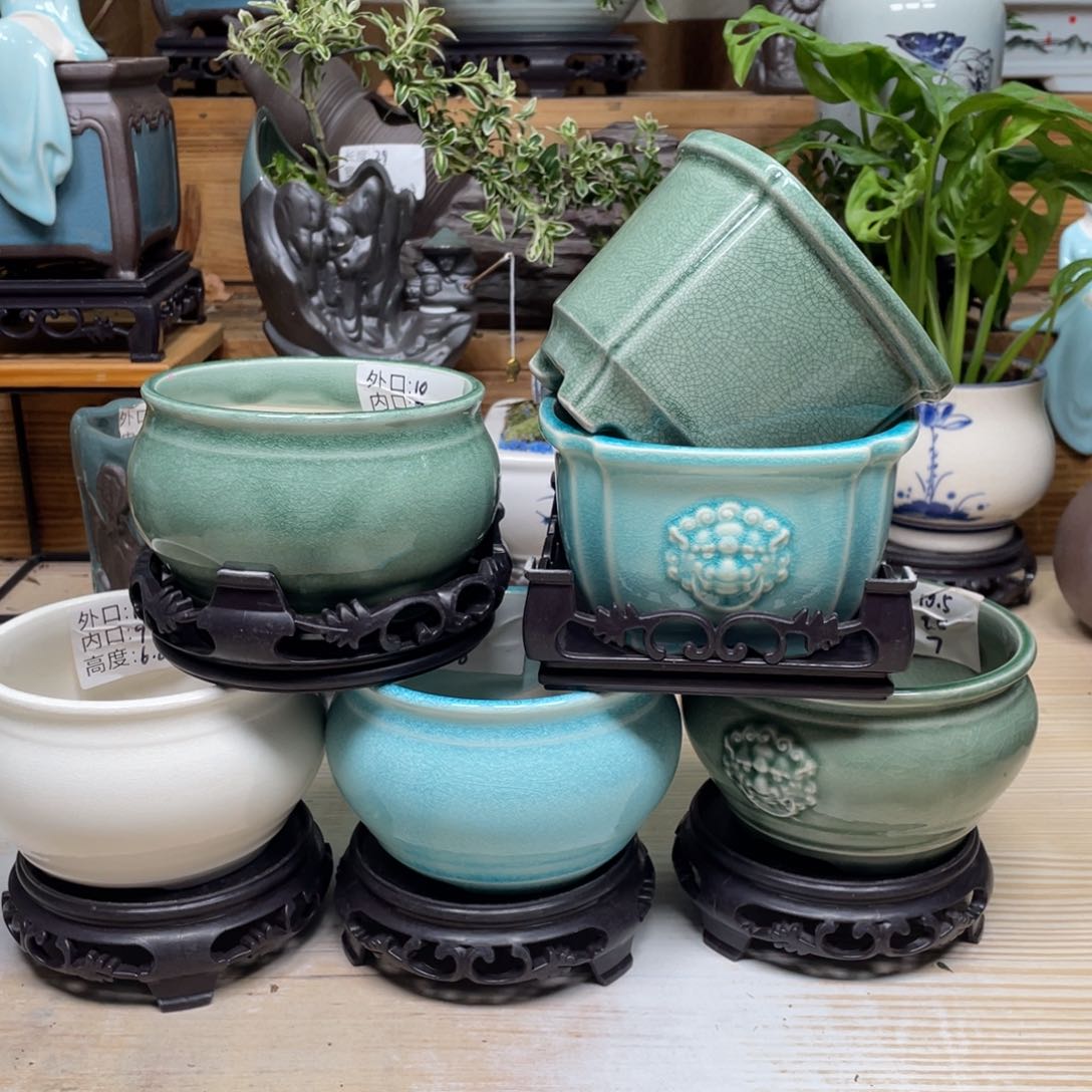 紫砂茶杯陶瓷艺术花盆陶瓷