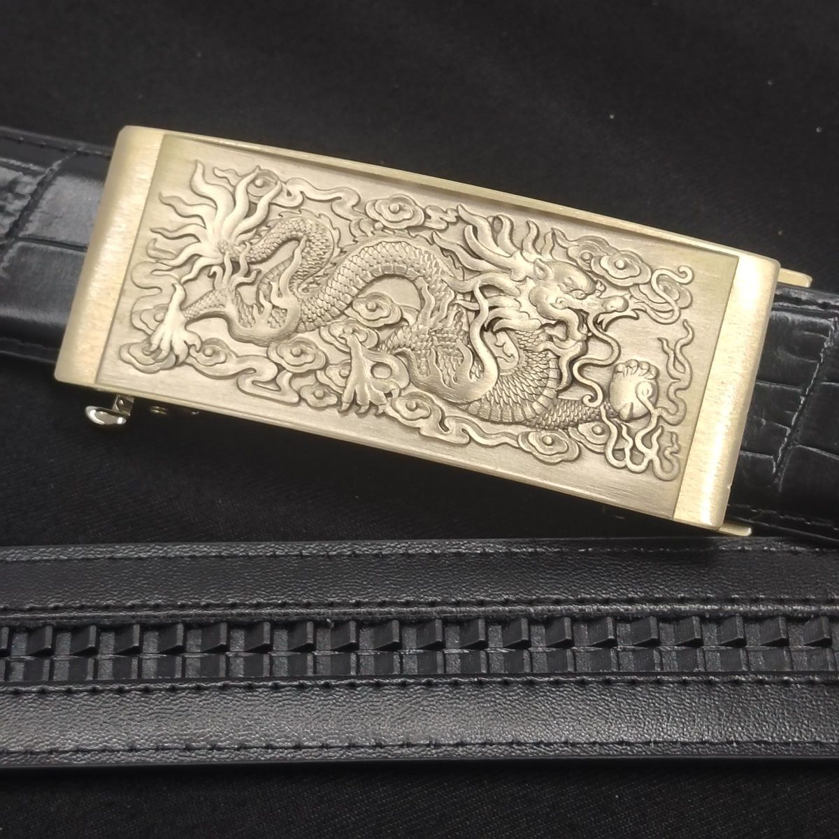 定制实心黄铜自动扣中国龙皮带头实心裤带头腰带扣10x4.0内径3.5