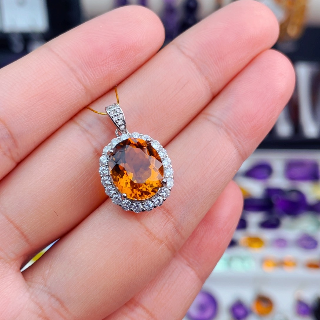 水晶高品质天然紫水晶吊坠银S925镶嵌