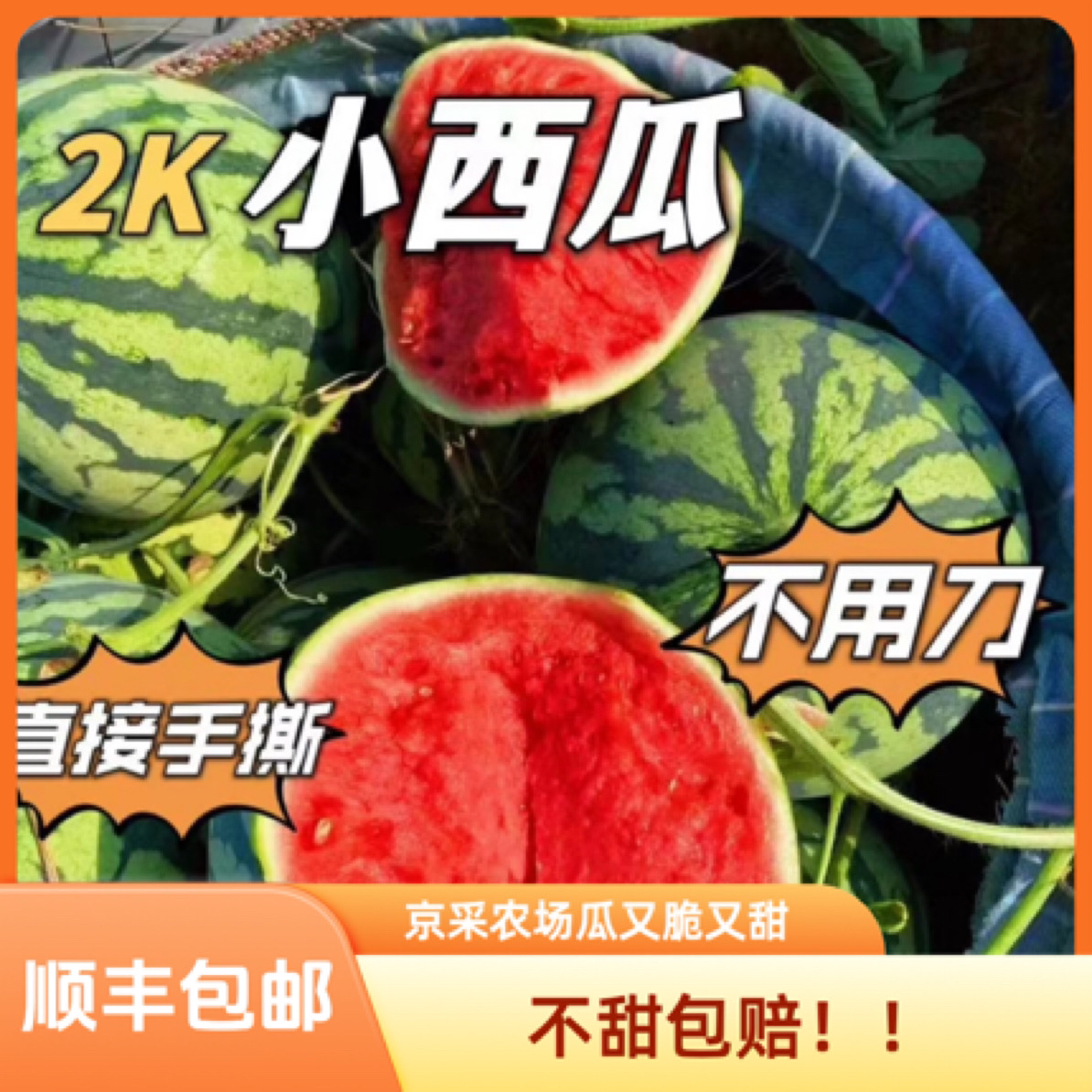 [西瓜便宜了] 本地2k町琦冰糖籽西瓜4-9斤斤脆甜多汁 (不甜包赔) 顺丰包邮天津市
