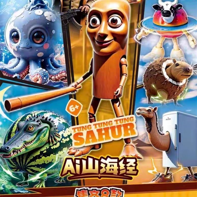 AI山海经木棍人土星奶牛益智拼装玩具积木益智男孩9990