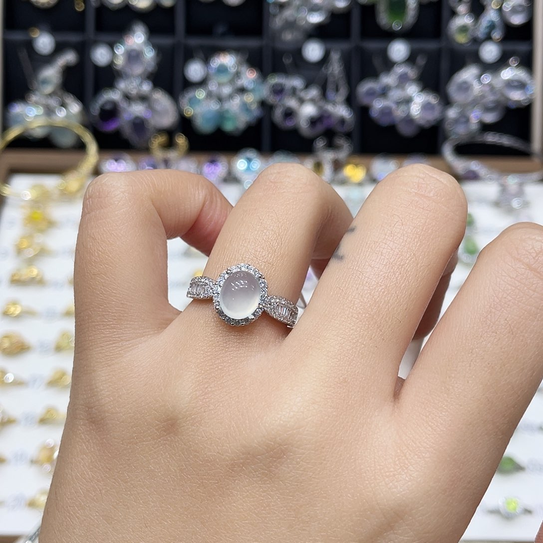 。***。岫玉银S925镶嵌戒指