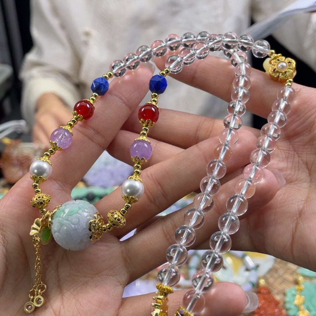 翡翠未镶嵌颈饰代编织