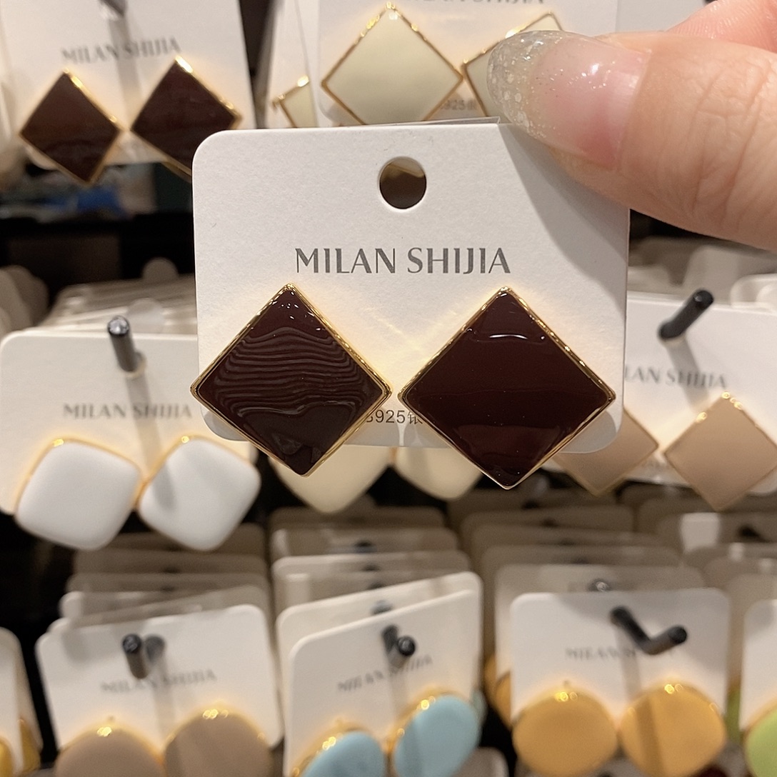 铜合金925银深咖啡色菱形