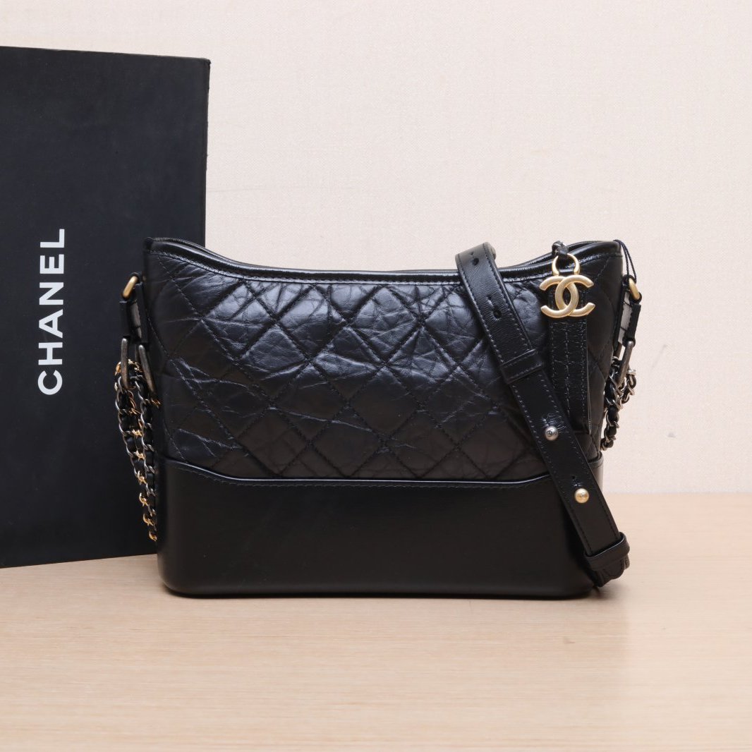 95新 Chanel/香奈儿 小花姑姑969128流浪 新中号 黑色 芯片开