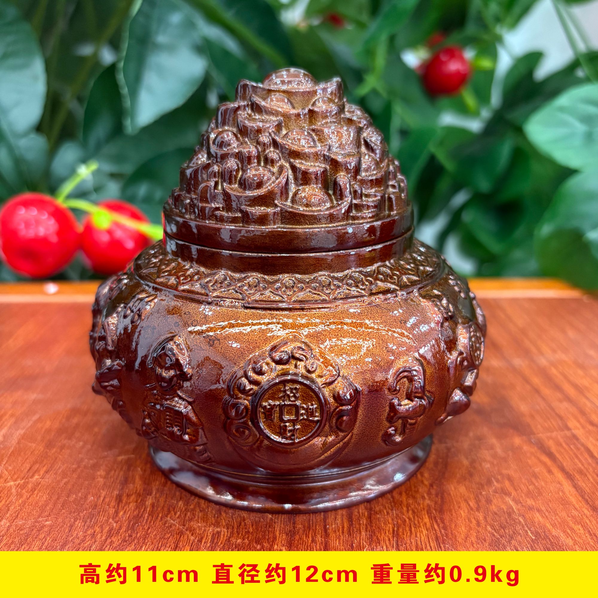铜摆件五路带盖聚宝盆家居工艺品装饰办公室吉祥礼品摆件客厅31
