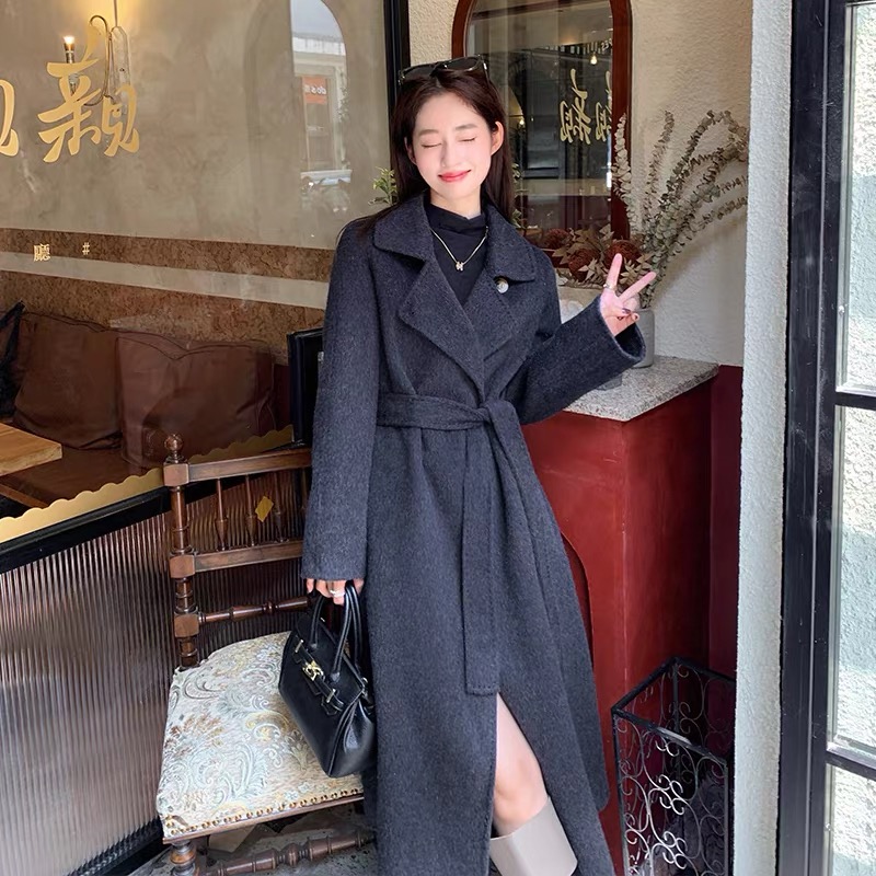 牦牛绒高端双面呢大衣长毛修身显瘦一粒扣秋冬外套