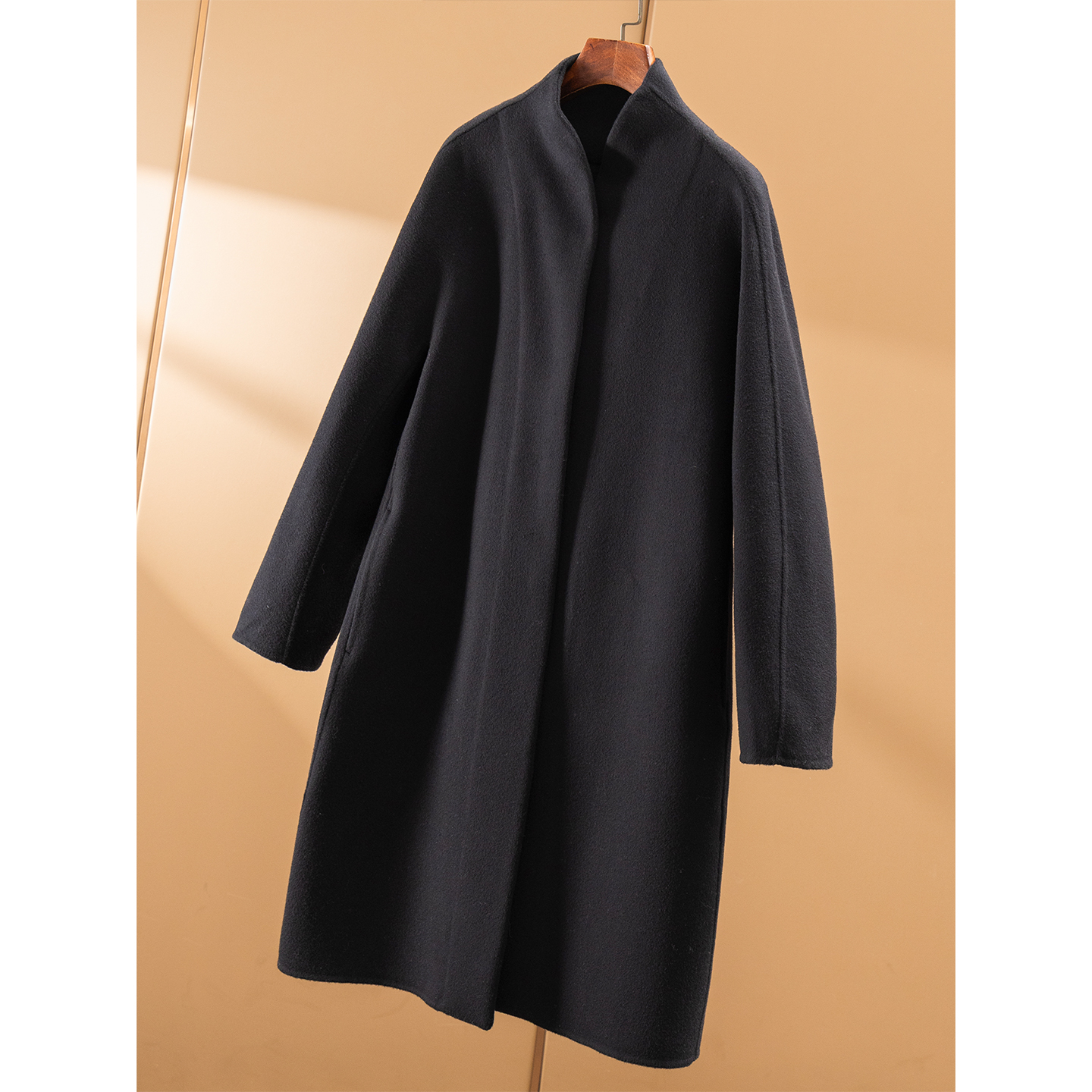 春天家 衣橱里没有！法柜奢雅老羊绒羊毛立领双面大衣女69F8