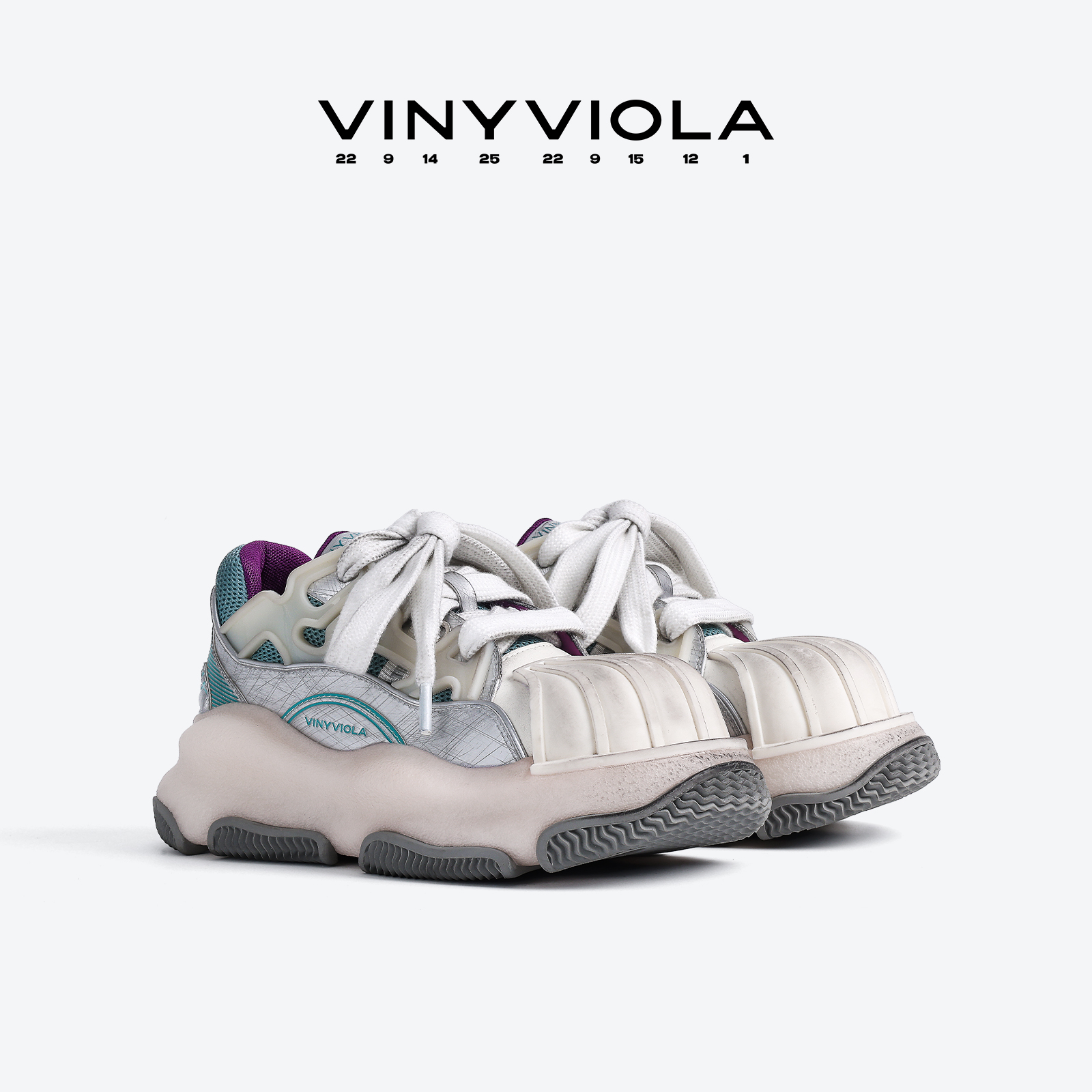 VINYVIOLA25SS【脏脏泥巴】腰果花经典贝壳头曲面撞色滑板鞋