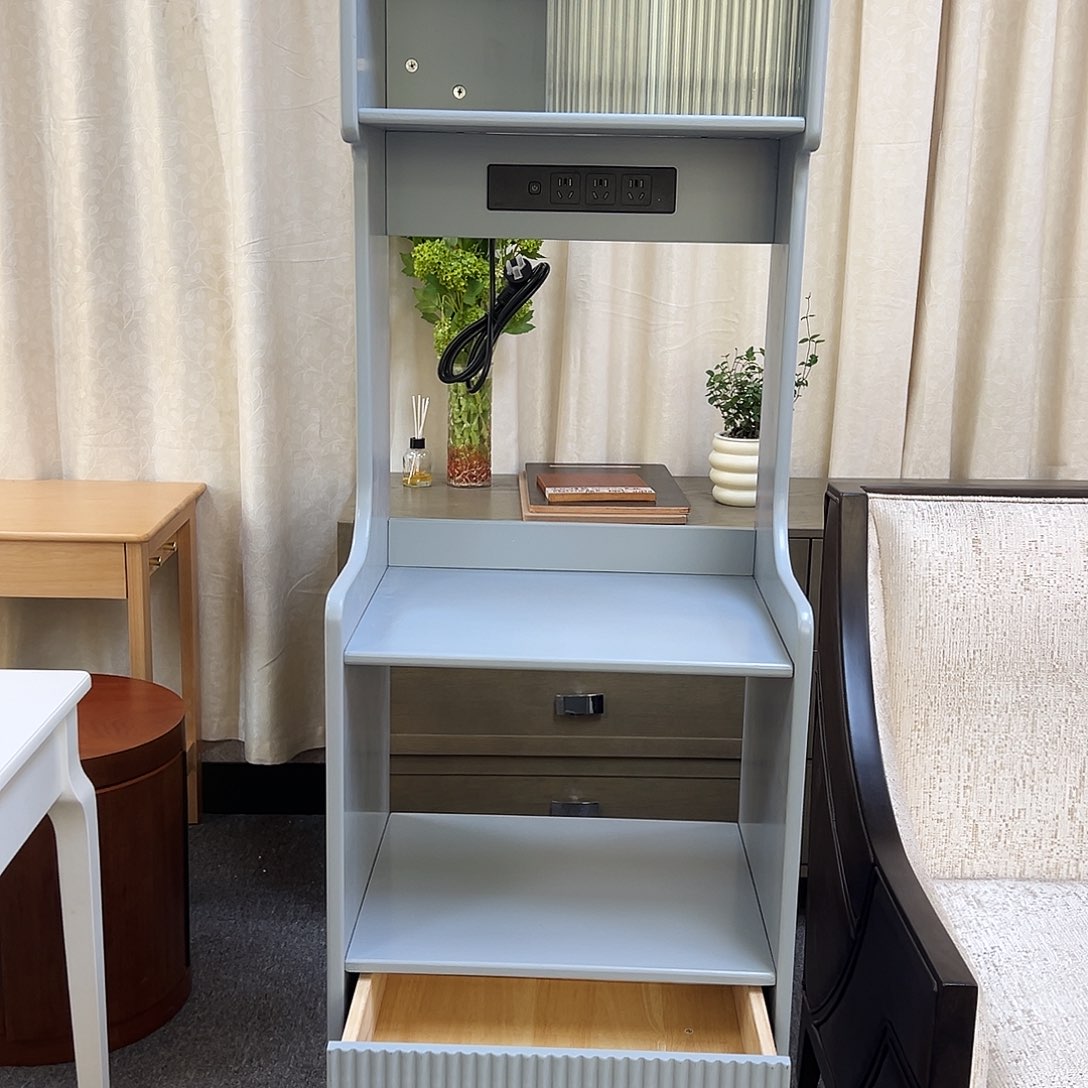 实木家具厨边柜浅灰色