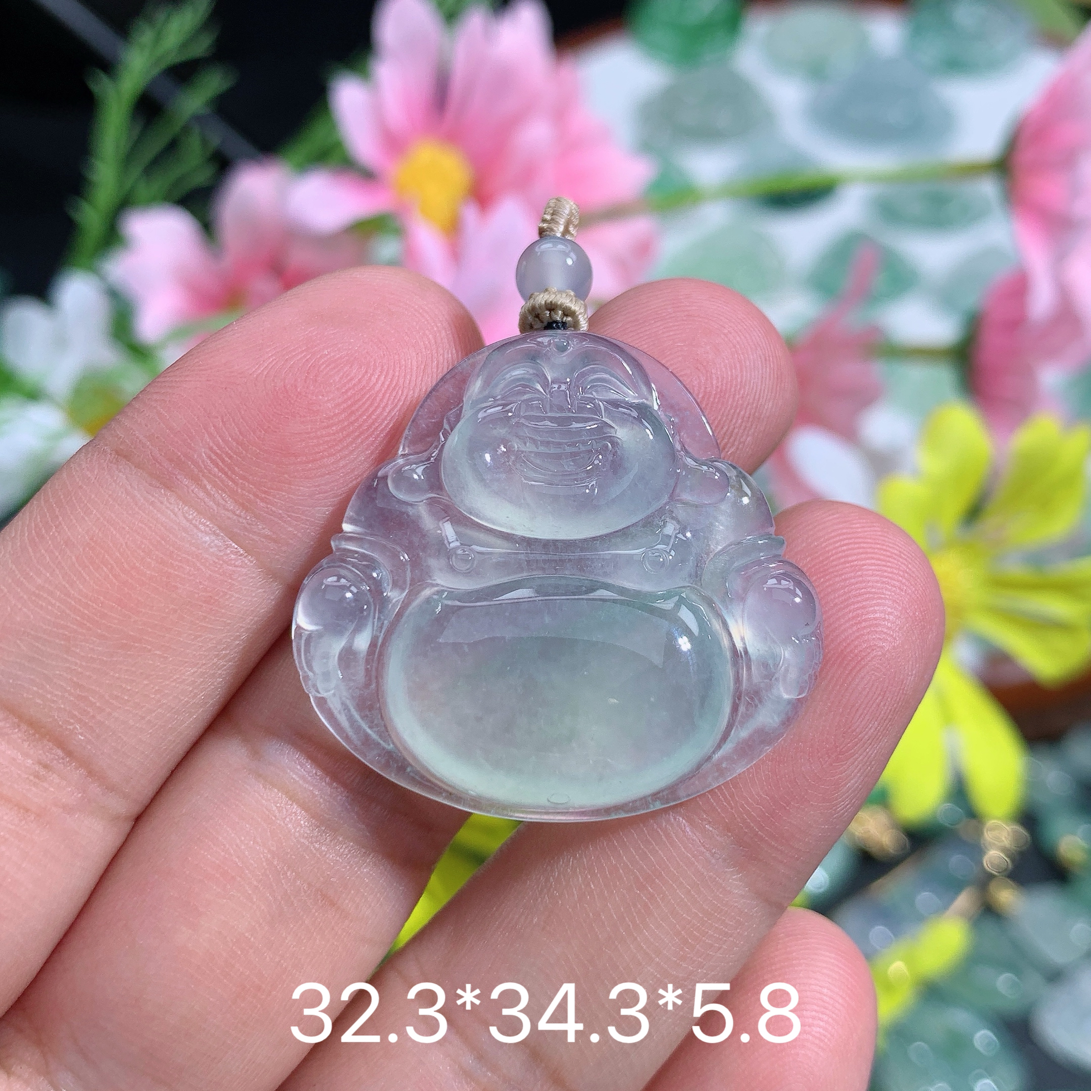 缅甸天然翡翠A货冰种佛公吊坠业百搭精致玉石雕刻精美时尚礼物