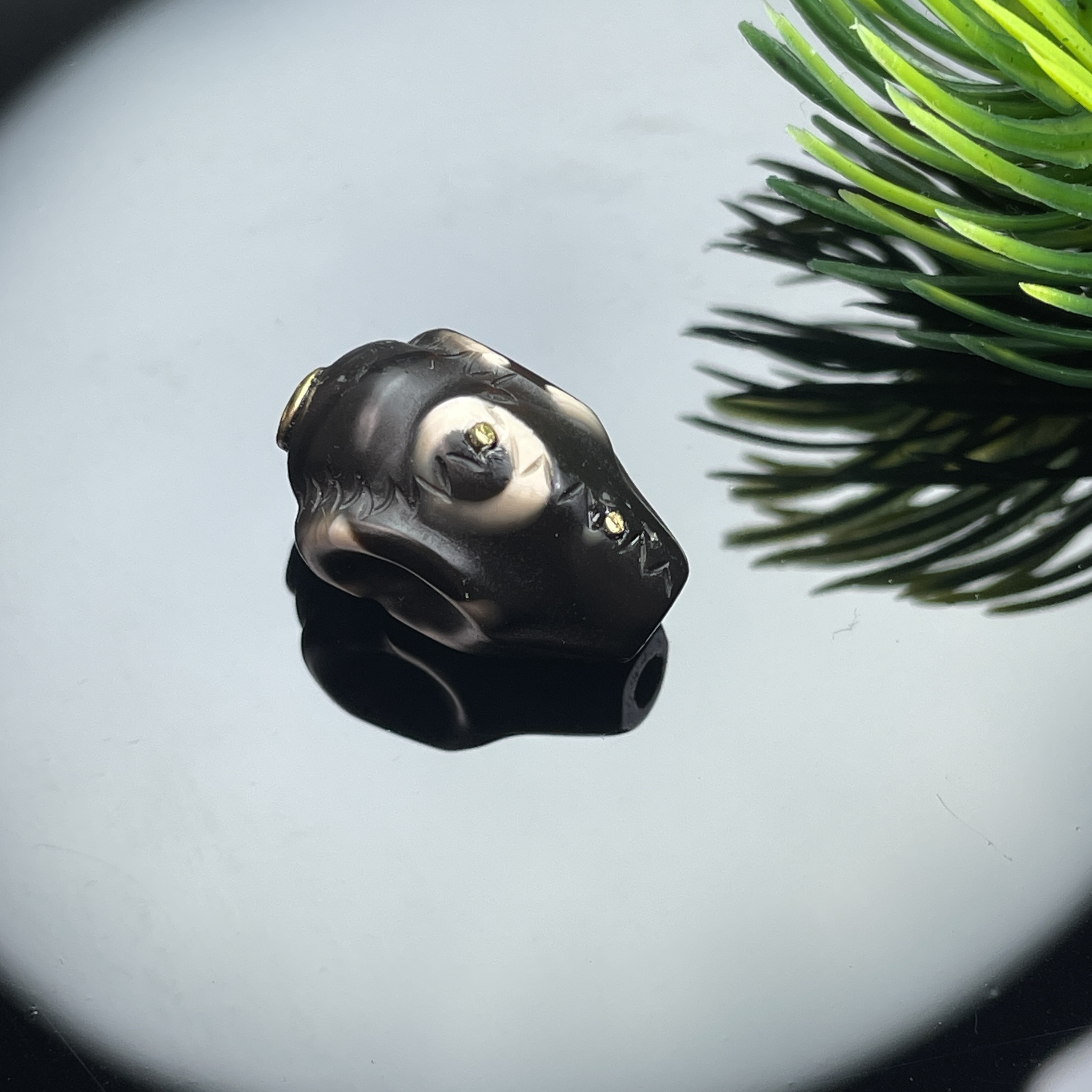 黑白珠改鲨鱼背镶嵌复古一体三通尺寸12mm左右可配9以下串串