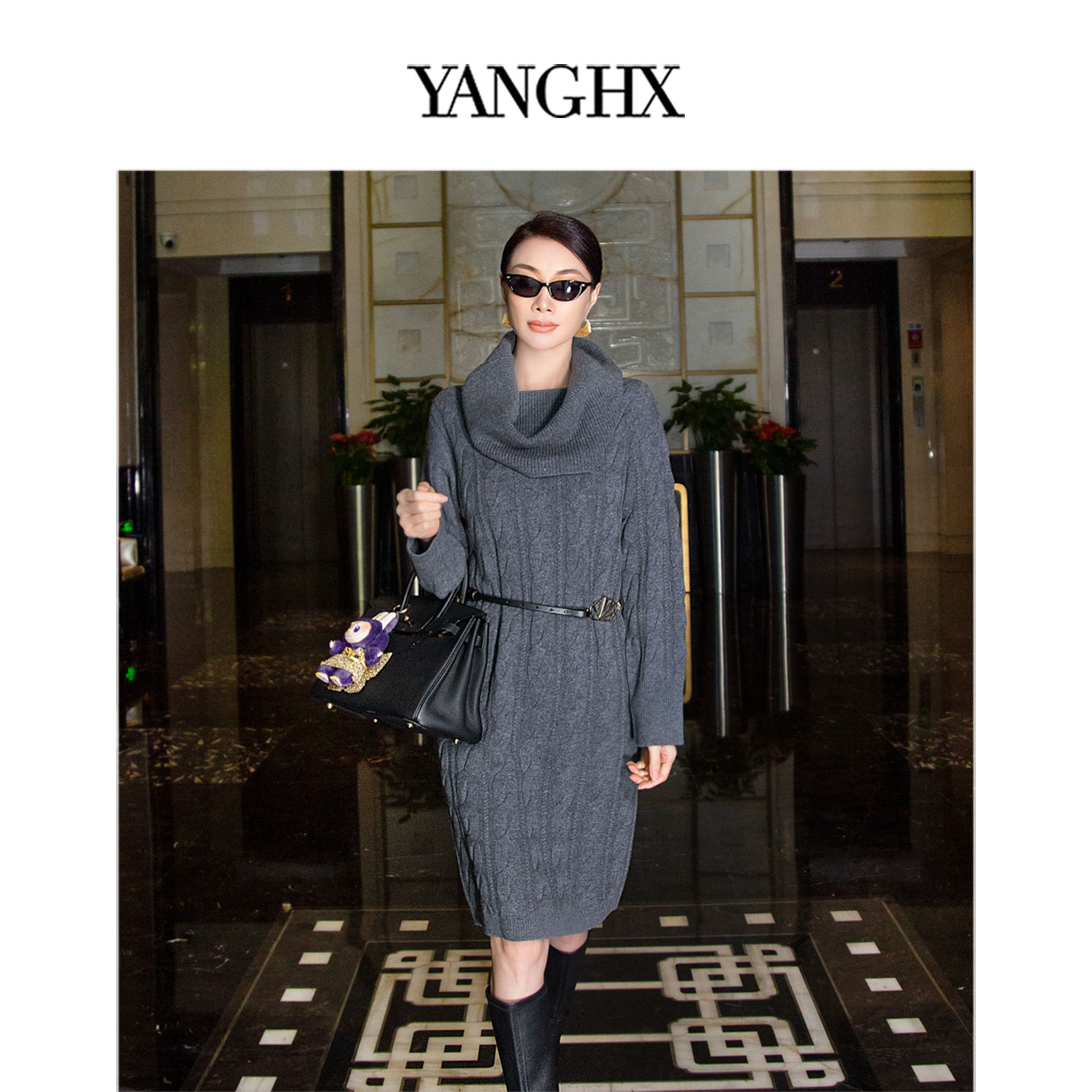 EDFNOT/杨红霞汝意YNG羊绒高端重工奢华针织连衣裙/18181694(新）