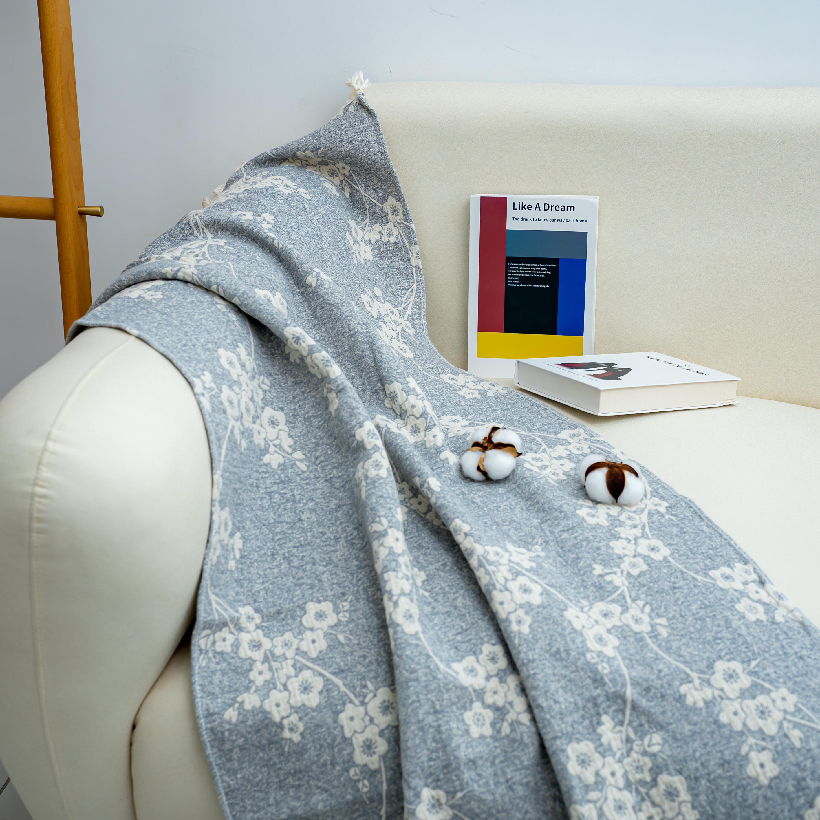 【京かわ会社】流苏浴巾70*160 梅之物语灰