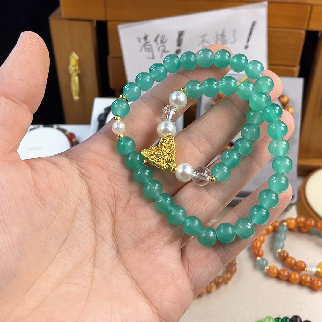 玛瑙手饰银S925镀金镶嵌